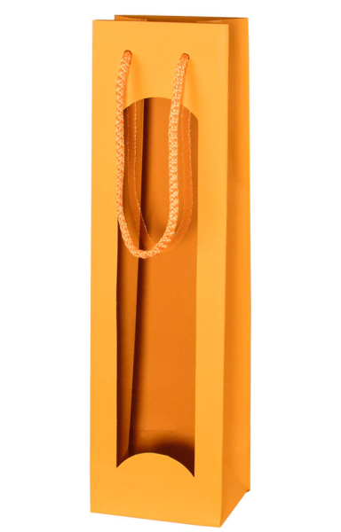 Geschenktüten Weinflaschen Kürbis orange mit Fenster 1er