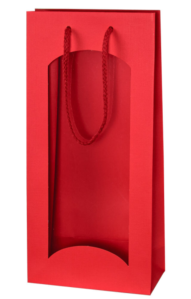 Wein Geschenktüte Rot für 2 Flaschen mit Fenster