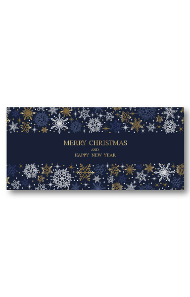 Weihnachtskarte edel Blau & Gold mit transparentem Umschlag