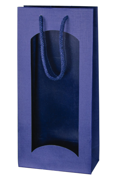 Wein Geschenktüten blau mit Fenster 2er