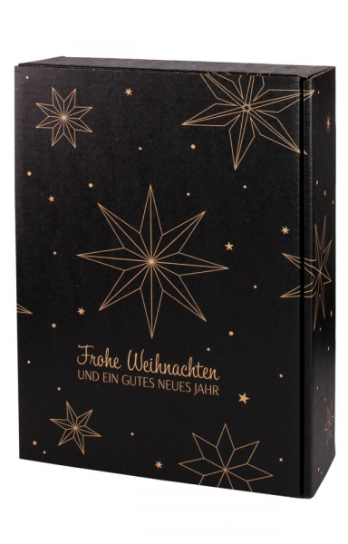 Weinkarton Weihnachtsgeschenk "Sterne" 3er