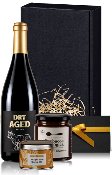 Grill Geschenk Männer "Dry Aged" mit Rotwein, BBQ-Sauce & Dry Aged Gewürz