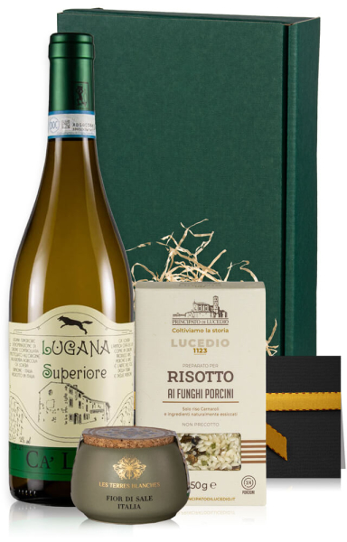Geschenkbox italienische Spezialitäten mit Lugana, Risotto & Fior di Sale