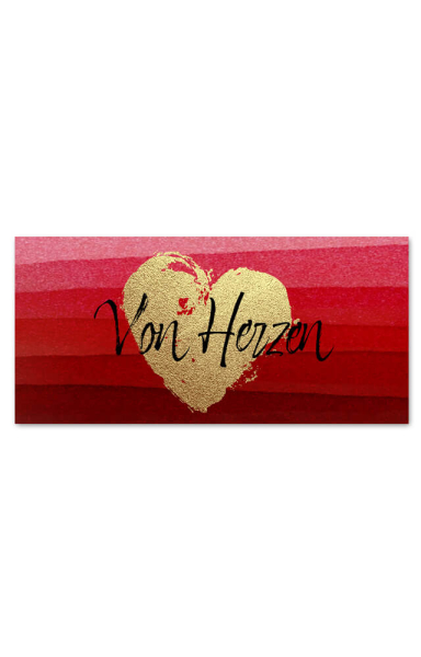 Grußkarte "von Herzen" - Glückwunschkarte mit Herzmotiv in Gold