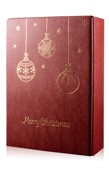 Wein Geschenkkarton 3er Weihnachten Rot & Gold