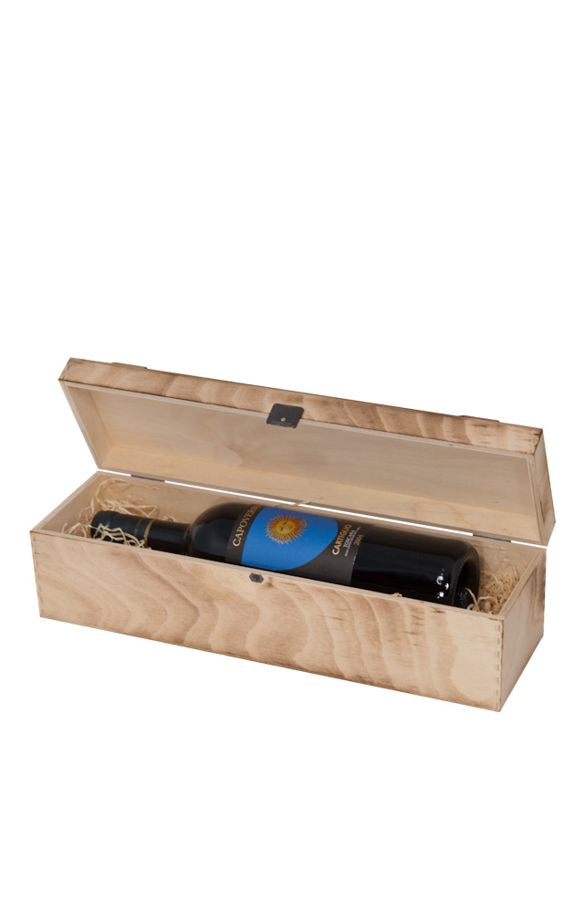Weinkiste mit Klappdeckel und Klappverschluss Holzkiste für 1 Flasche Wein 