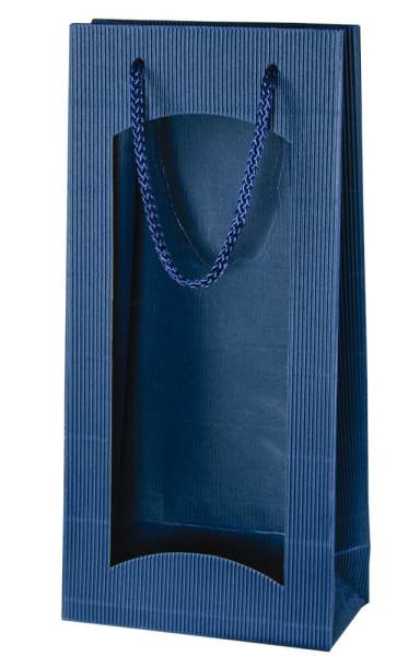   Wein Geschenktasche dunkelblau mit Fenster