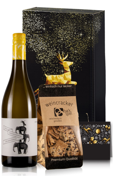 Weingeschenk "Genussbox Weihnachten" Weißwein & Weincracker