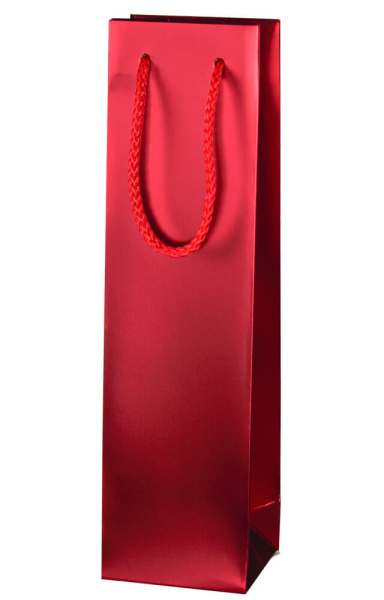 Flaschen Geschenktüte "METALLIC" rot 1er