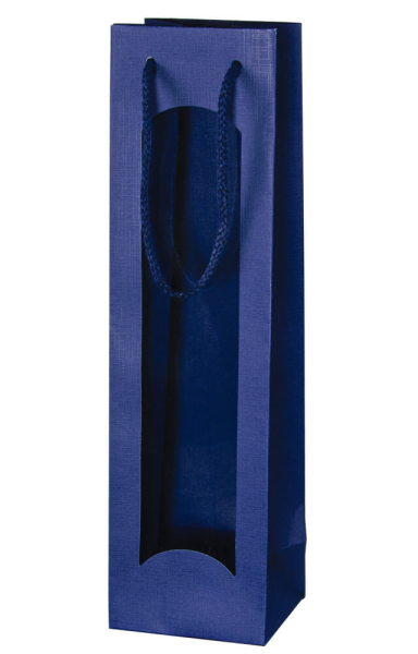 Wein Geschenktüten blau mit Fenster 1er