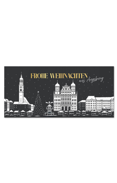 Weihnachtskarte Augsburg mit Rathaus und Christkindlesmarkt