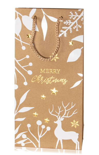 Flaschen Geschenktüte Weihachten "Winterzauber" 2er