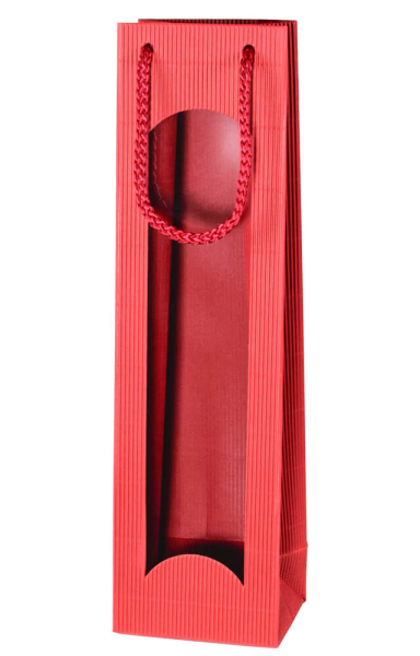 Wein Flaschentüte Welle Rot 1er mit Fenster