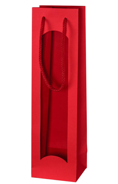 Wein Geschenktüte rot mit Fenster 1er