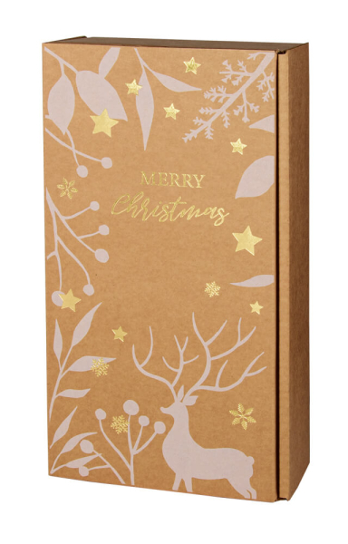 Weingeschenkkarton Weihnachten Natur & Gold