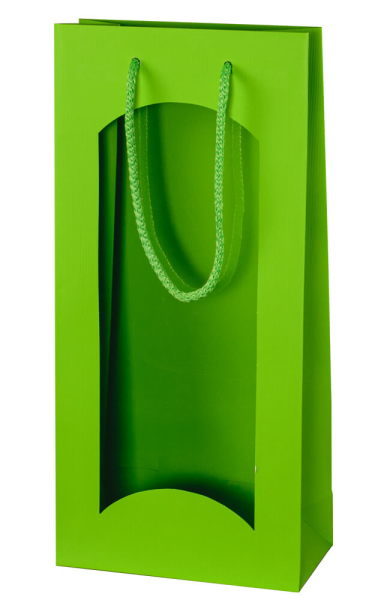 Geschenktüten für 2 Flaschen Wein mit Fenster grün
