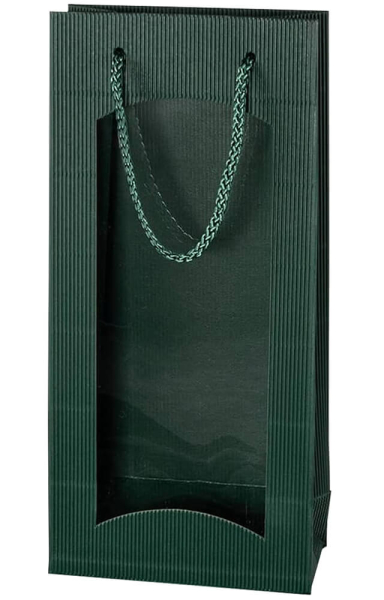 Wein Geschenktasche Welle dunkelgruen 2er 