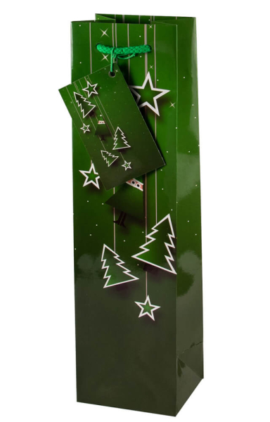 Wein Geschenktüte Weihnachten Grün mit Karte