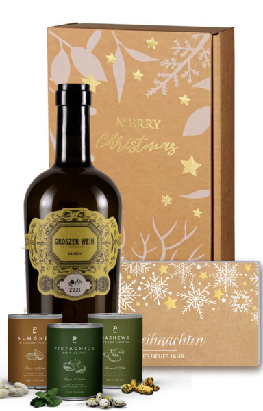 Weingeschenk Winterzauber Weißwein & Nüsse