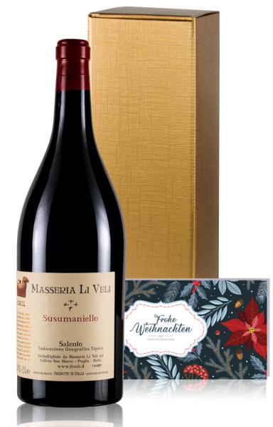 Weingeschenk Goldene Weihnachten Magnum Susumaniello 1,5L