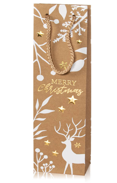 Flaschen Geschenktüte Weihnachten "Winterzauber" 1er 