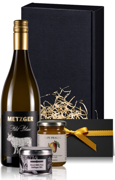 Grillgeschenk Set Spicy Chicken - Weißwein, Chutney, Grillgewürz & Verpackung