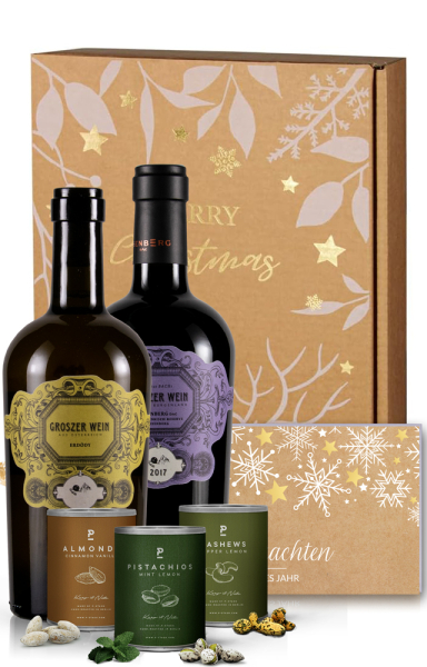 Weingeschenk Winterzauber 2 Flaschen & Gourmet Nüsse