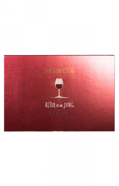 Glückwunschkarte zum Geburtstag mit Weinglas